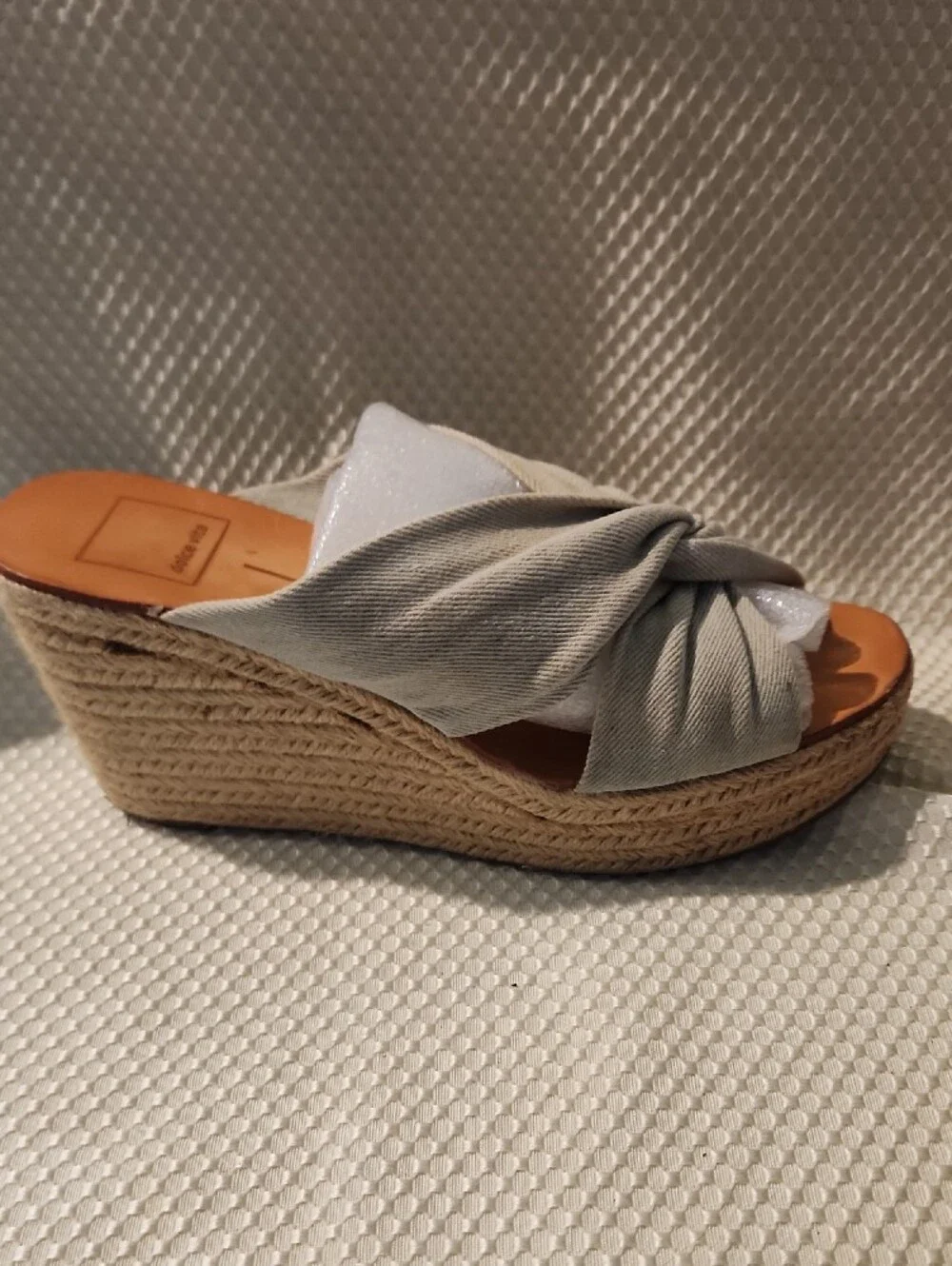 Dolce Vita Beige Knotted Espadrille Platform Mules with Tan Insole